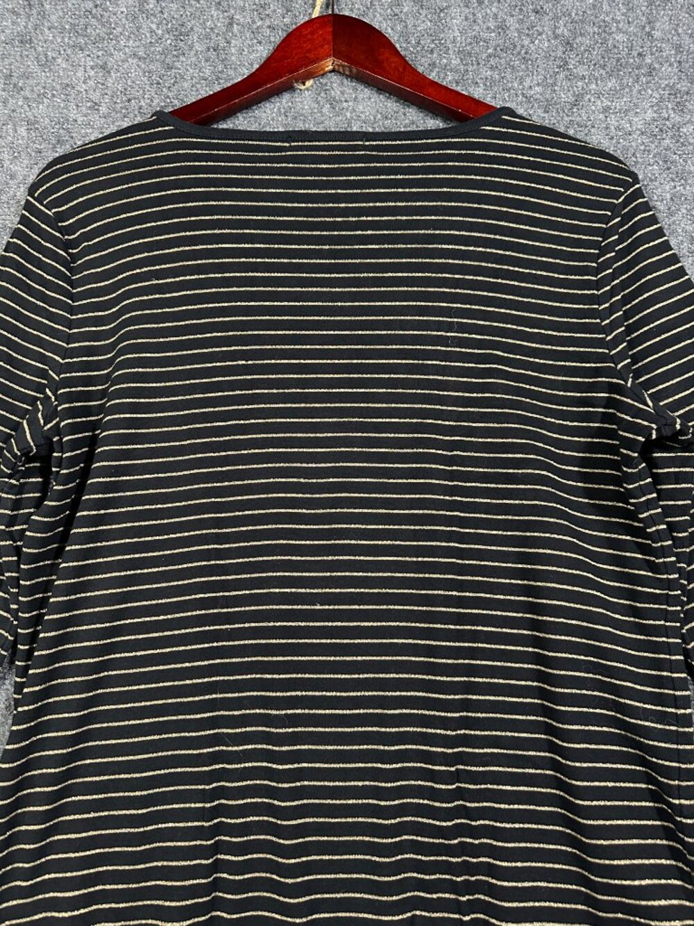 Lauren Ralph Lauren Top Womens Medium Black Gold Cotton Knit Long Sleeve Henley - Picture 7 of 7